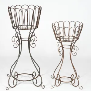 Set of 2 Plant Stands dried flower branch  