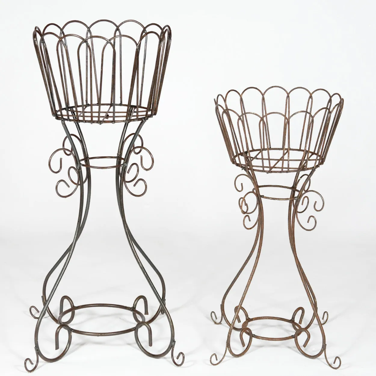 Set of 2 Plant Stands dried flower branch  
