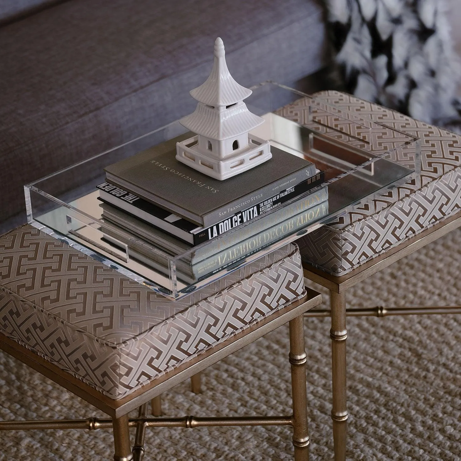 Set of 2 Short Matte White Glaze Porcelain Pagodas