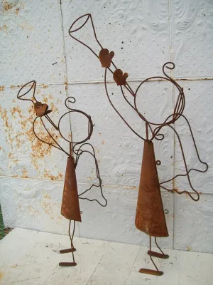 Set of 2 Sm. & Lg. Angels dried flower branch  