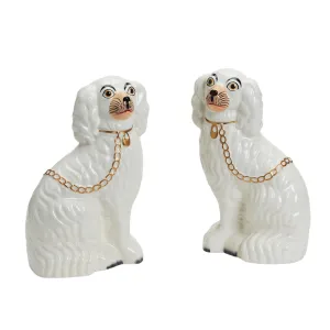 Set of 2 Staffordshire Dog Statues dried flowers  