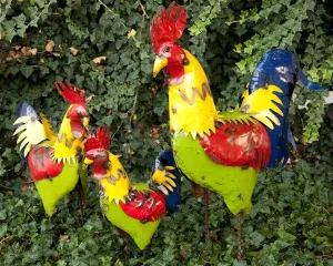 Set of 3 Bright Yellow Color Roosters dried flower branch  