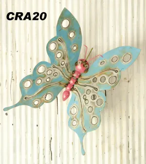 Set of 3 Butterflies with GROUND STAKES dried flower branch  