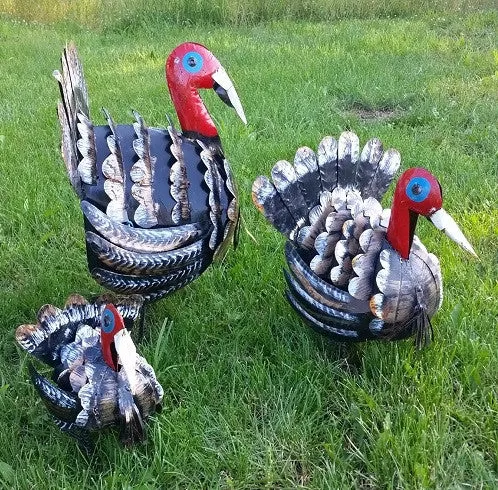 Set of 3 Colorful Turkeys dried flower branch  