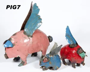 Set of 3 Flying Pigs dried flower branch  