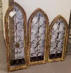 SET OF 3 GOTHIC WOODEN WINDOWS dried flower branch  