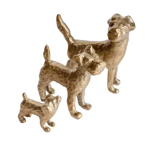 Set of 3 Little Pack Dog Sculptures dried flowers  