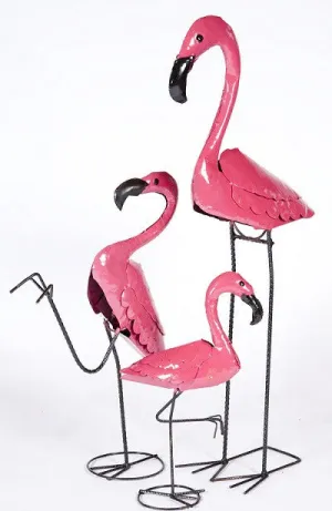 Set of 3 Marching Flamingos dried flower branch  