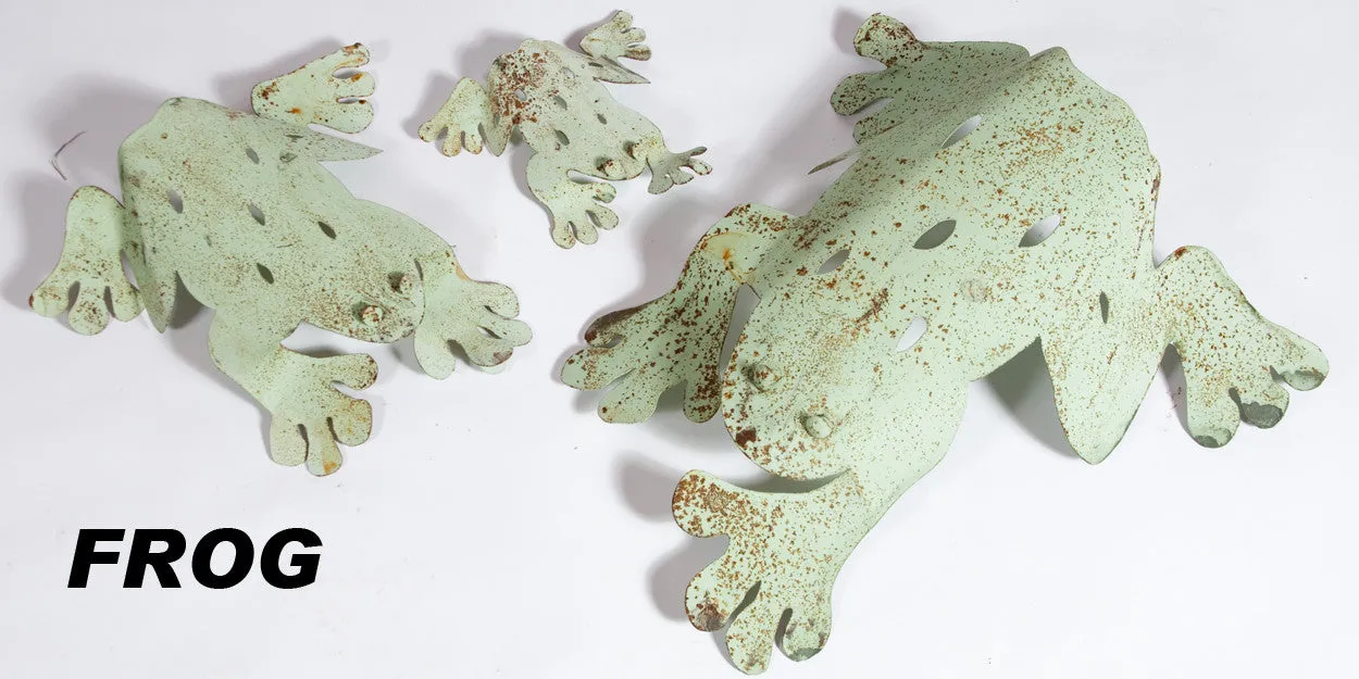Set of 3 Metal Frog dried flower branch  