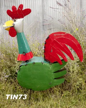 Set of 3 Roosters with Spring Head dried flower branch  