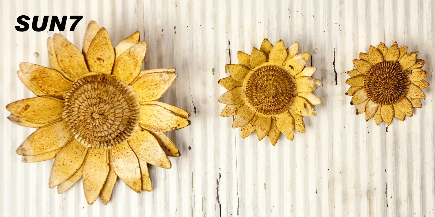 Set of 3 S-Wire Sunflower dried flower branch  