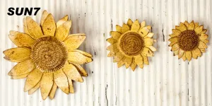 Set of 3 S-Wire Sunflower dried flower branch  