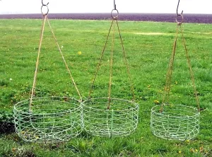 Set of 3 Victorian Round Baskets dried flower branch  
