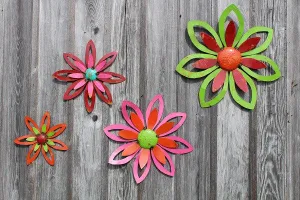 Set of 4 Colorful Flowers dried flower branch  