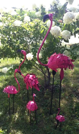 Set of 5 Pink Flamingos dried flower branch  