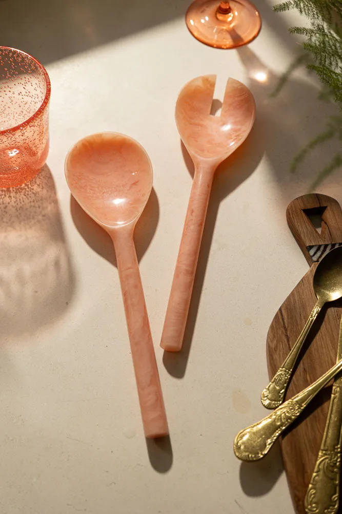 Set Of Picnic Salad Servers In Pink