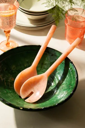Set Of Picnic Salad Servers In Pink dried flowers  
