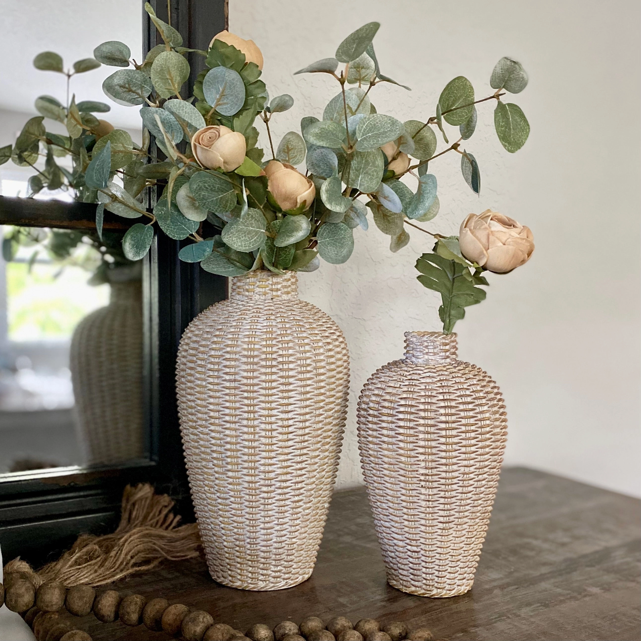 Set/2 Basket Weave Pattern Vases