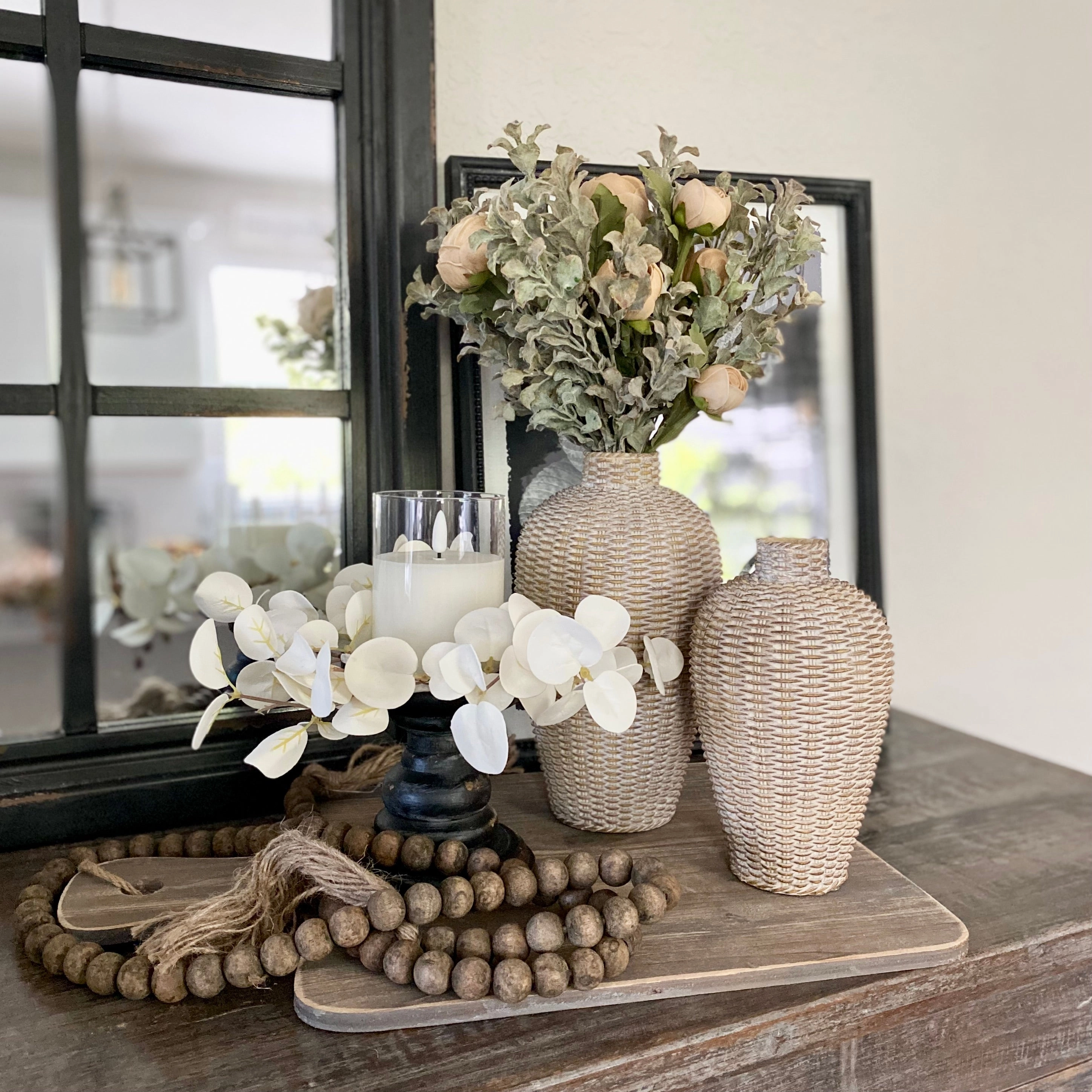Set/2 Basket Weave Pattern Vases