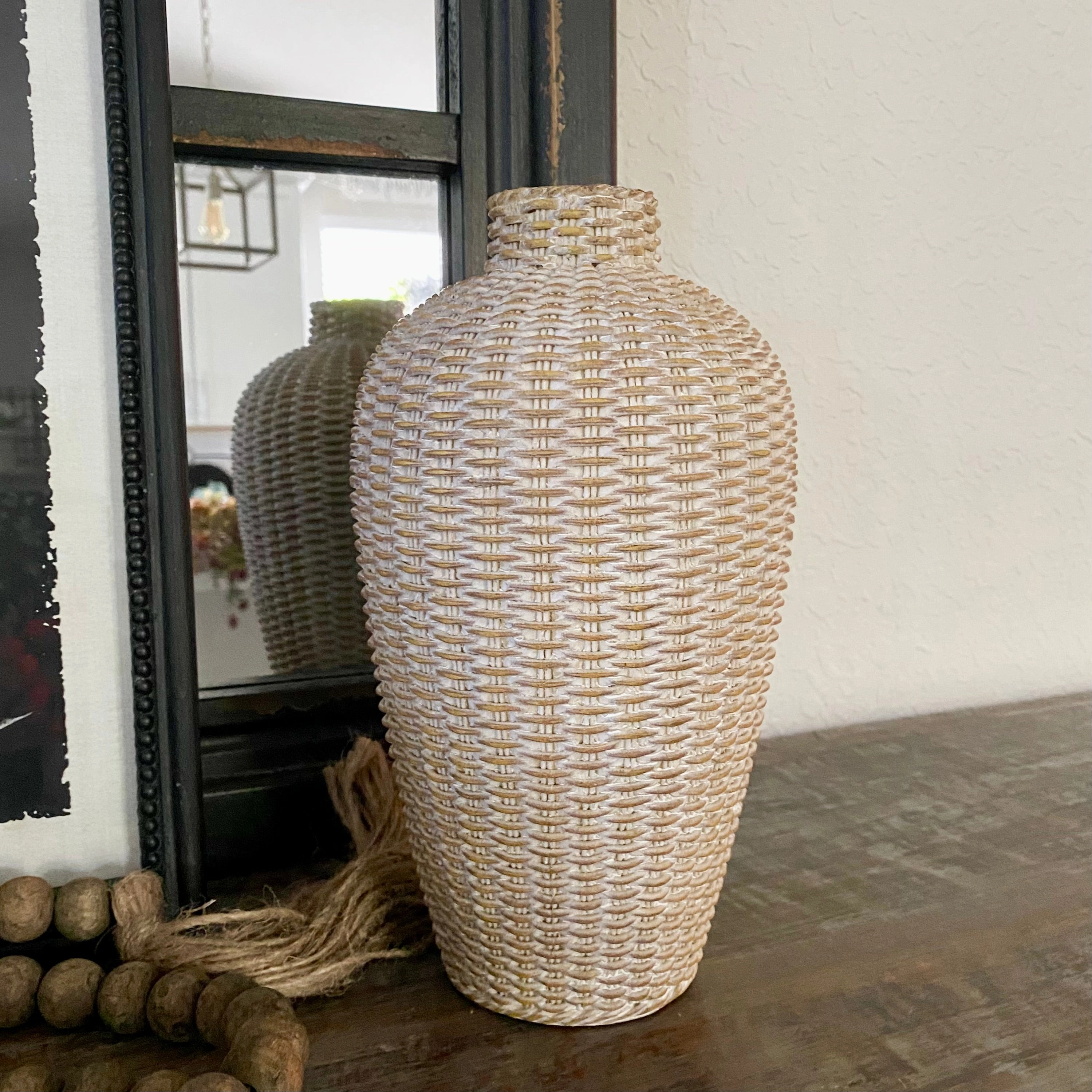 Set/2 Basket Weave Pattern Vases