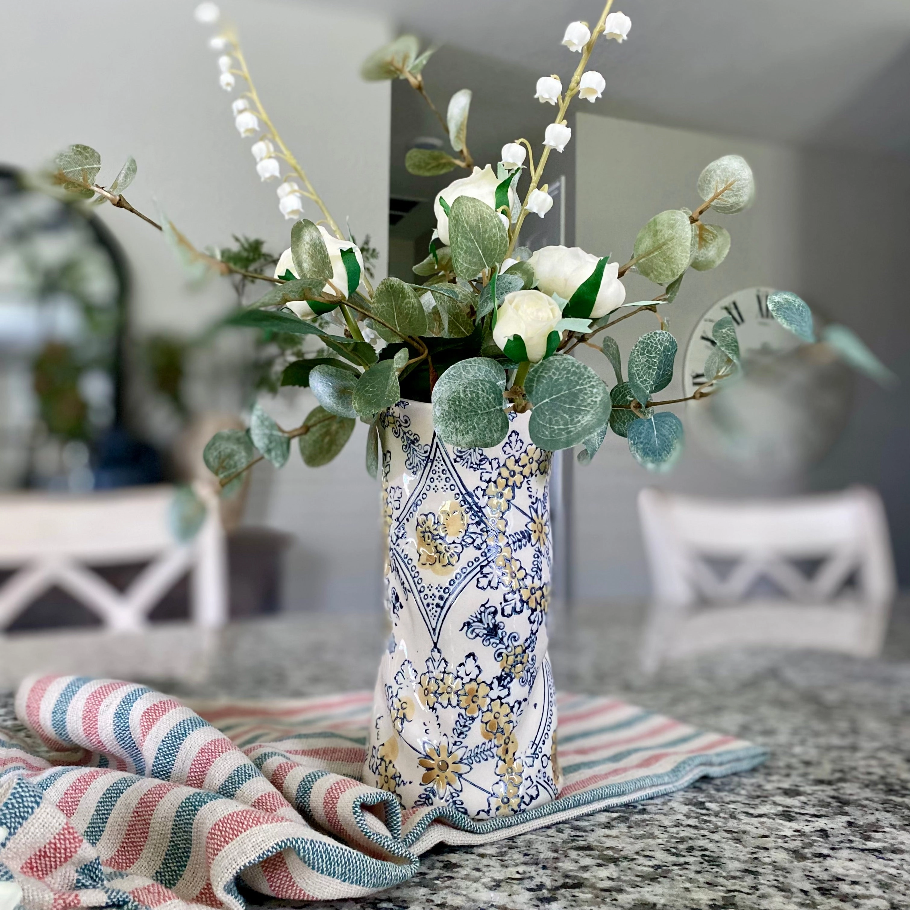 Set/2 Hand-Painted Stoneware Vases