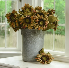 Set/2 Sun-Baked Sunflower Stems xl flower pot  