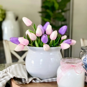 Set/3 Light Purple Real Touch Tulip Stems xl flower pot  