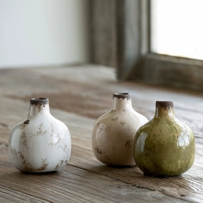 Set/3 Stoneware Bud Vases outdoor greenery  