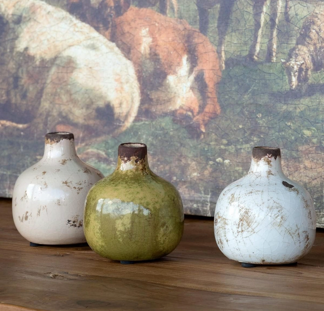 Set/3 Stoneware Bud Vases