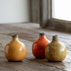 Set/3 Stoneware Bud Vases outdoor greenery  