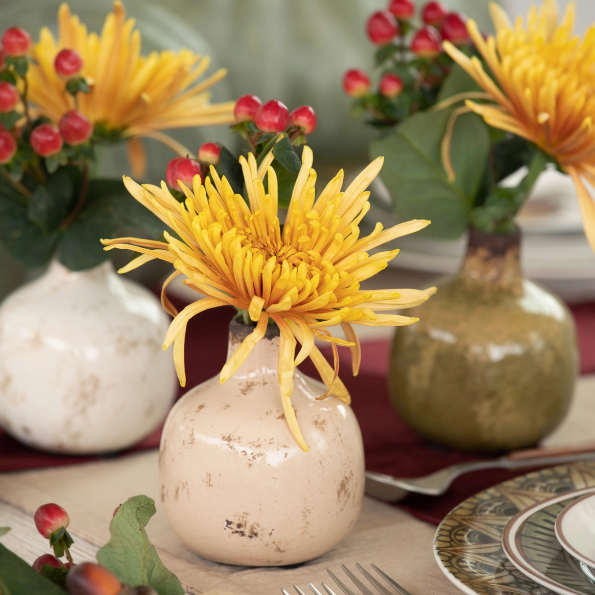Set/3 Stoneware Bud Vases