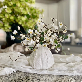 Set/3 White Floral Pussy Willow Picks xl flower pot  