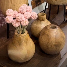 Set/3 Wood Bud Vases outdoor greenery  