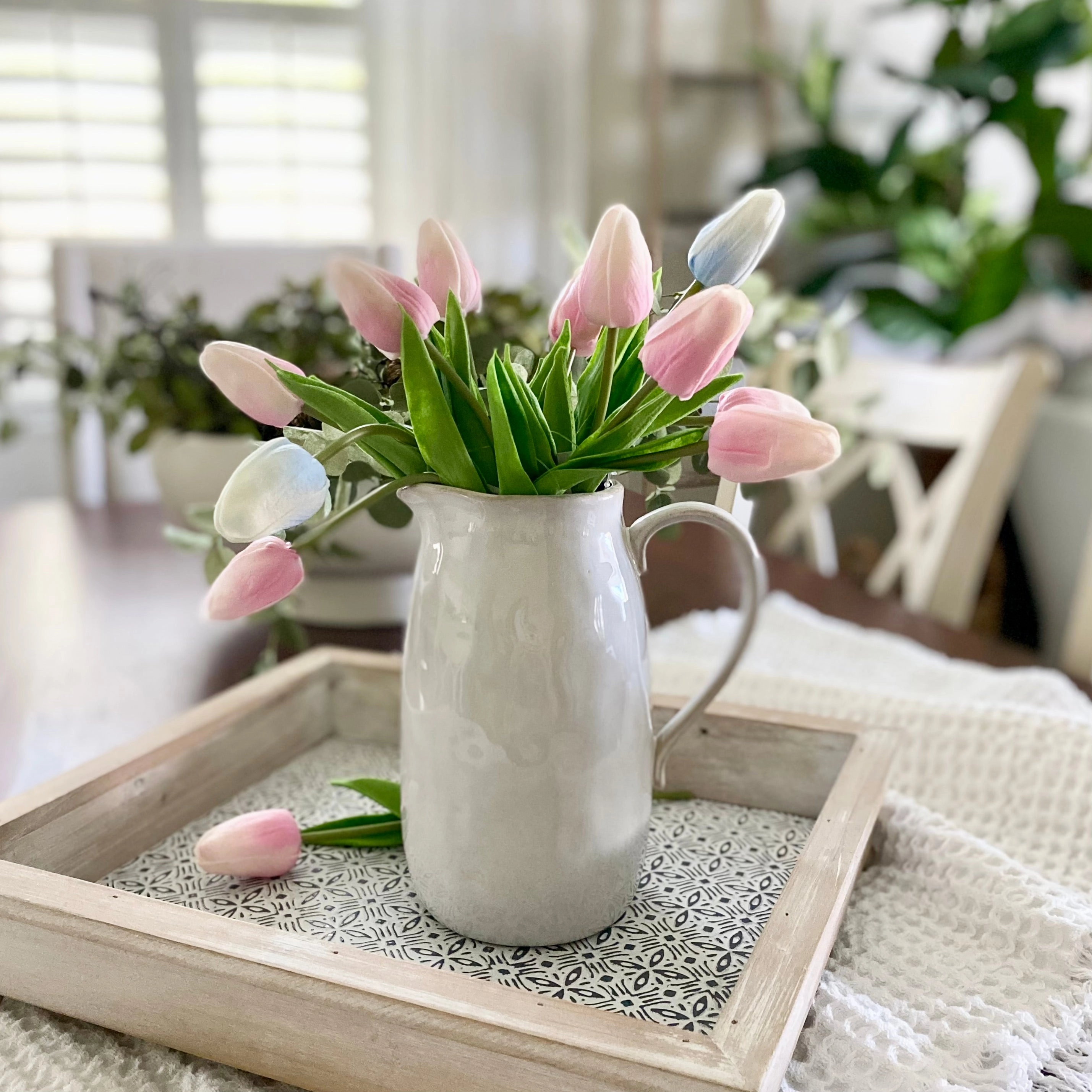 Set/6 Pink Real Touch Tulip Stems