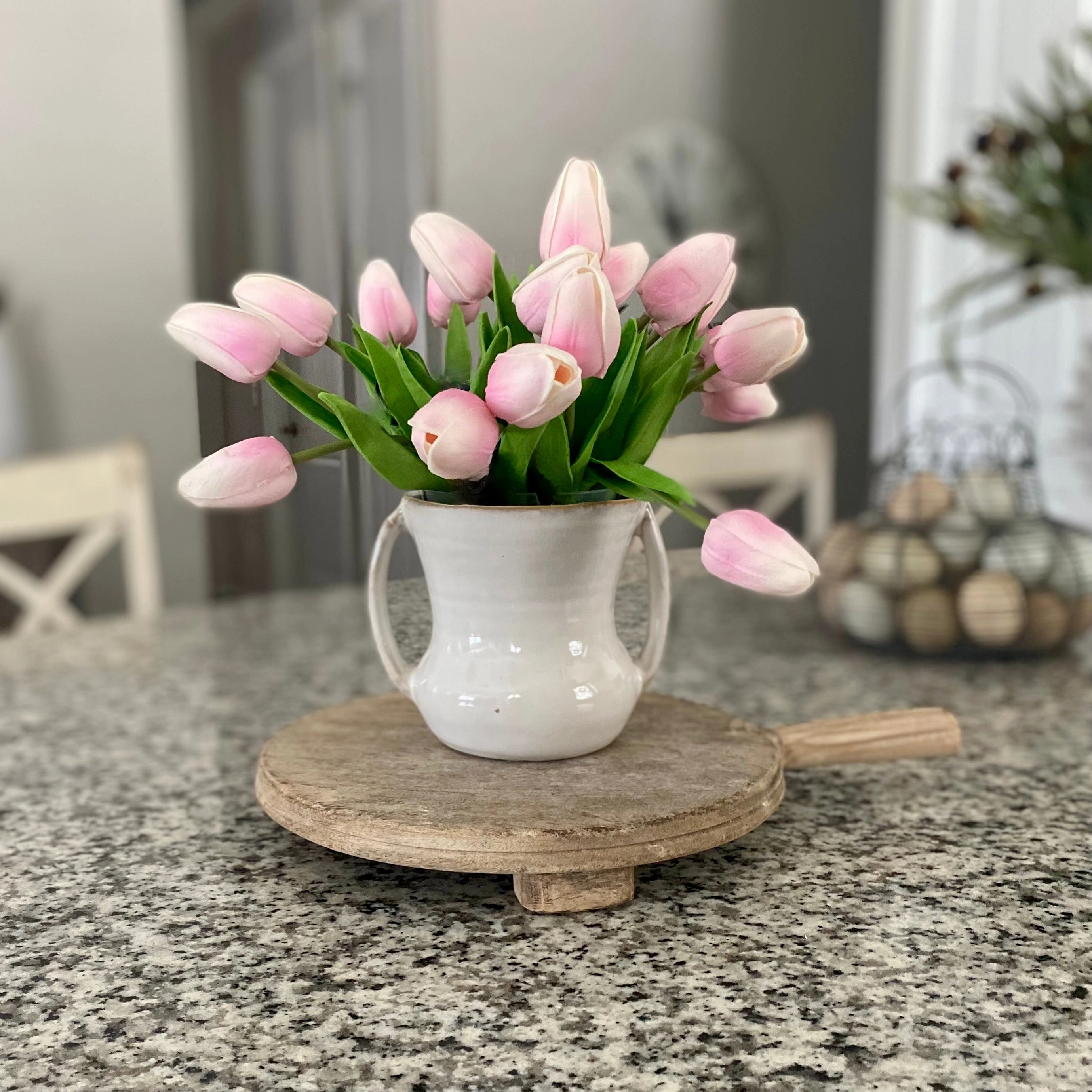 Set/6 Pink Real Touch Tulip Stems xl flower pot  