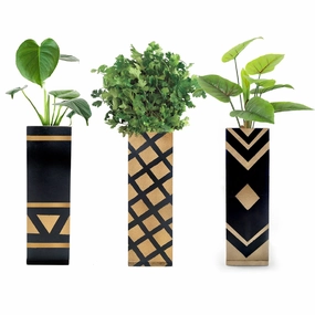 Set of 3 Tribal Print Magnetic Hydroponic Planter classic flowerpot  