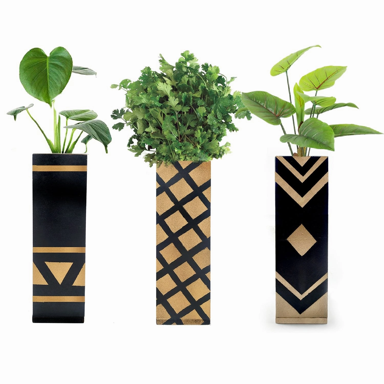 Set of 3 Tribal Print Magnetic Hydroponic Planter classic flowerpot  