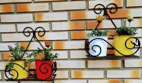 Set of  Hanging Metal Plants Holder Indoor and Outdoor Black cactus succulent plant  