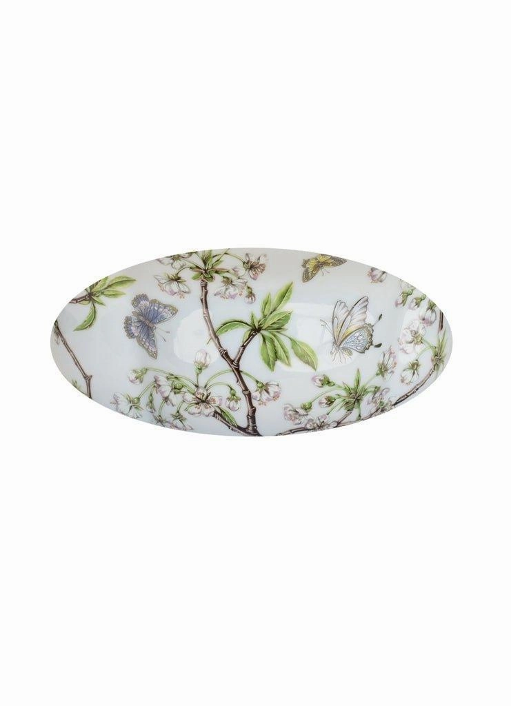 Set of Two Cherry Blossoms Porcelain Oval Planters
