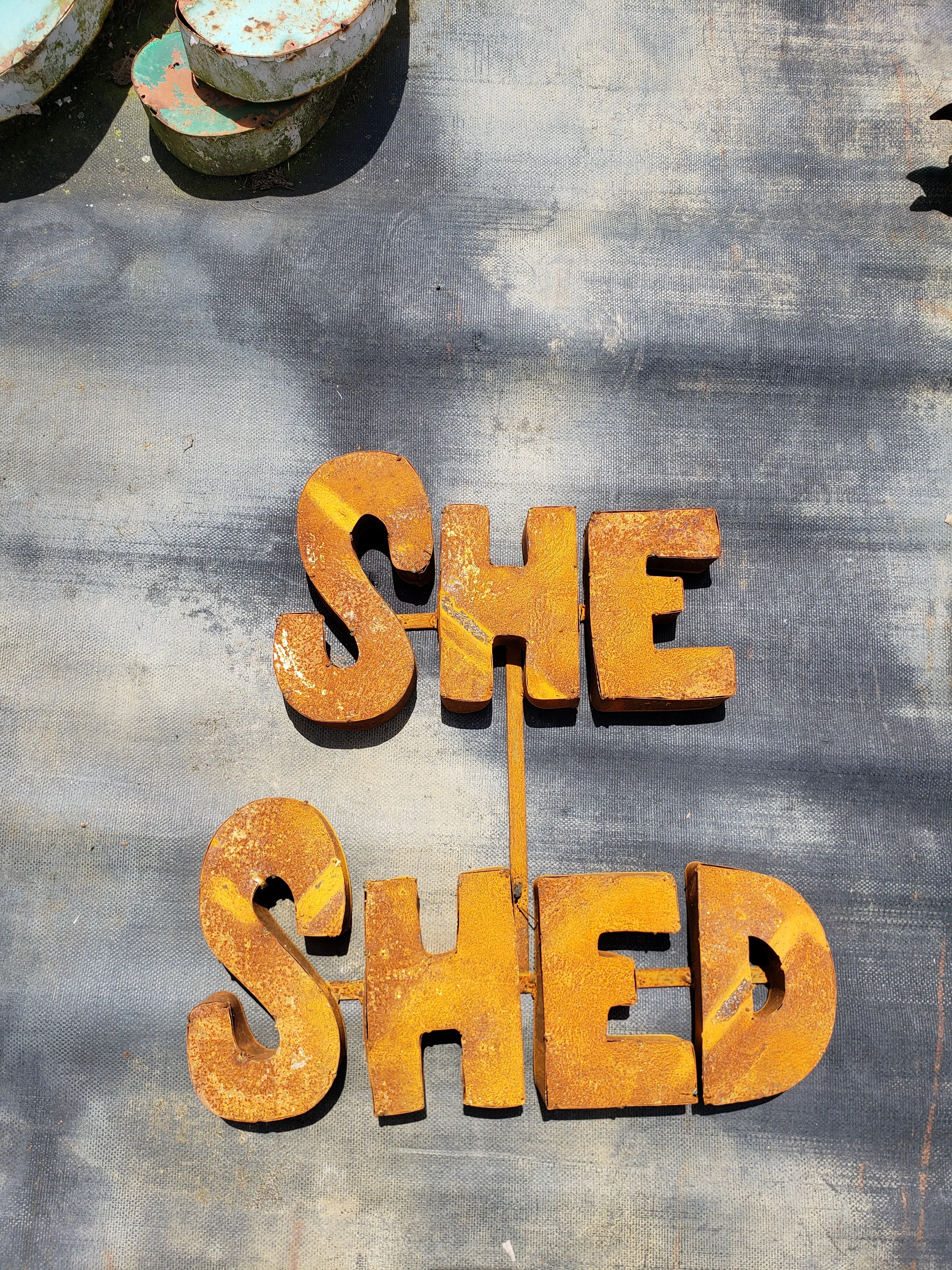 She Shed Sign dried flower branch  