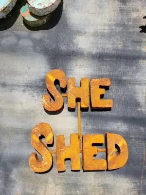 She Shed Sign dried flower branch  