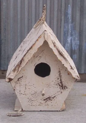SHINGLE BIRD HOUSE dried flower branch  