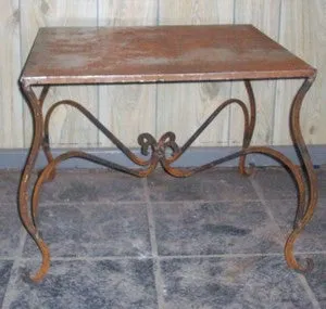 SIDE TABLE 25inches x 25inches  WITH TIN TOP dried flower branch  