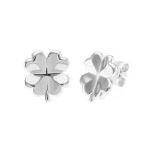 Silver Four-Leaf Clover Earrings