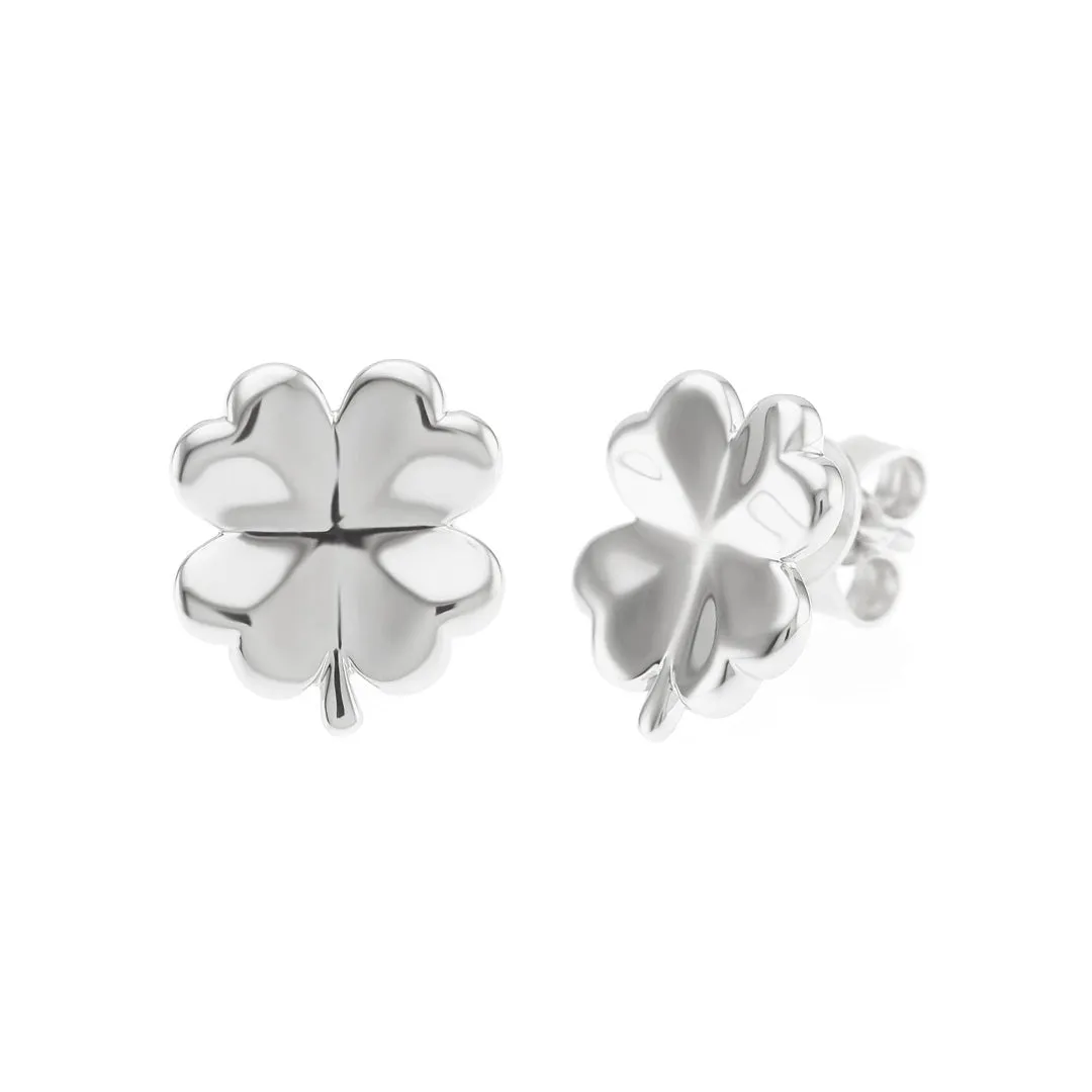 Silver Four-Leaf Clover Earrings
