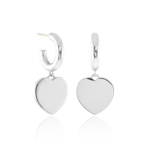 Silver Heart Charm Earrings
