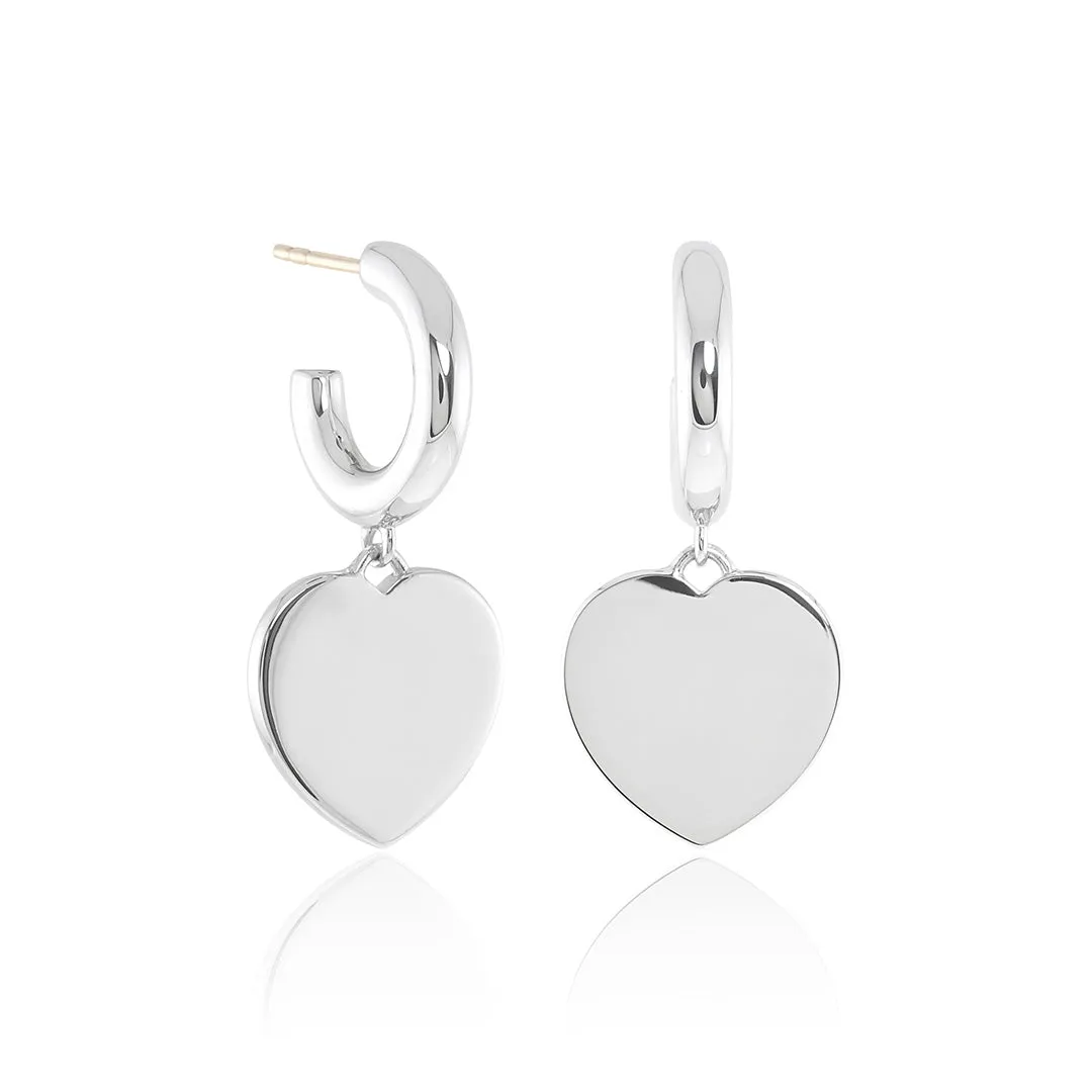 Silver Heart Charm Earrings