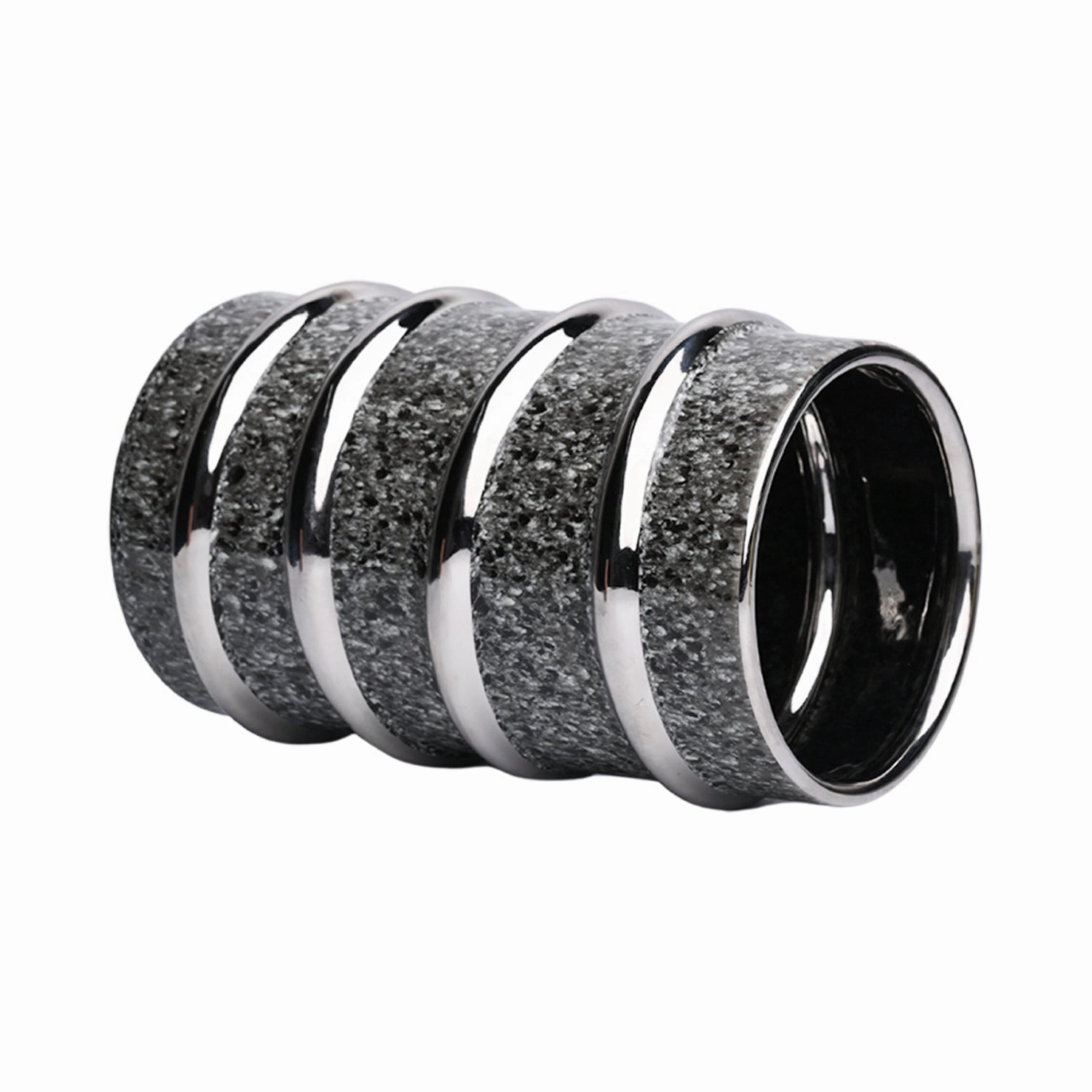 Silver Edge   Ribbed Vase
