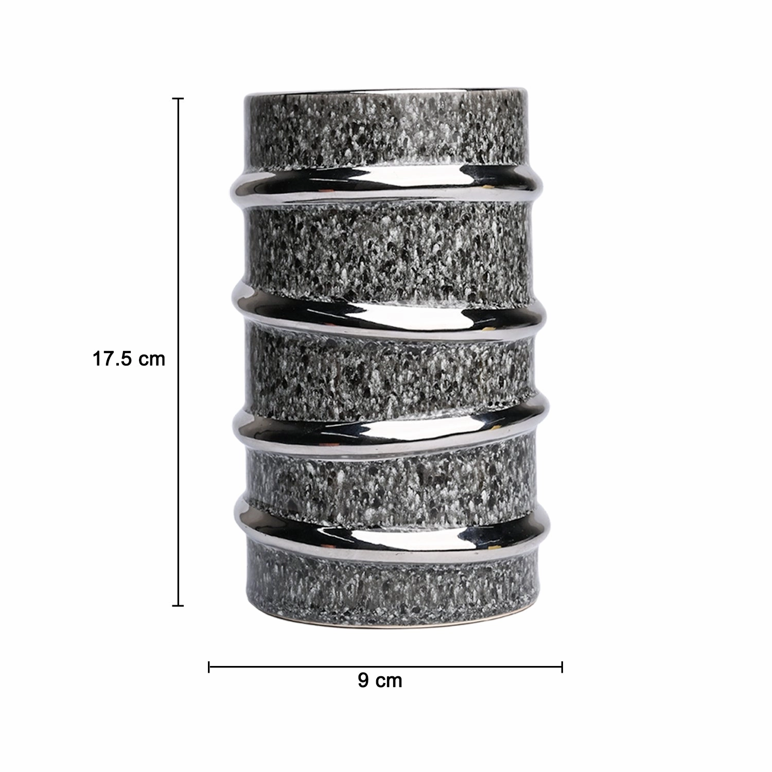 Silver Edge   Ribbed Vase