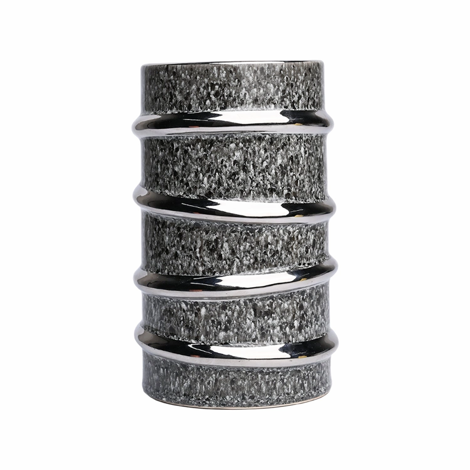 Silver Edge   Ribbed Vase